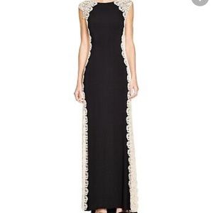XScape size 6 lace-trimmed black gown